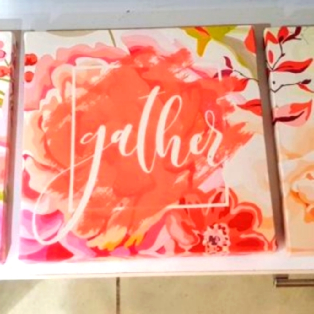 3pc Floral Canvas Decor